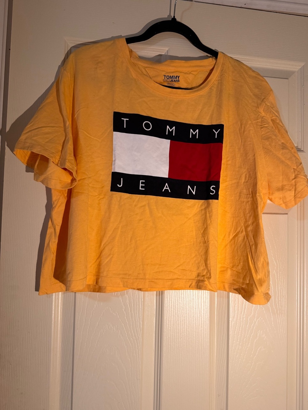 Tommy Hilfiger Yellow Logo Boxy Crop Tee XL